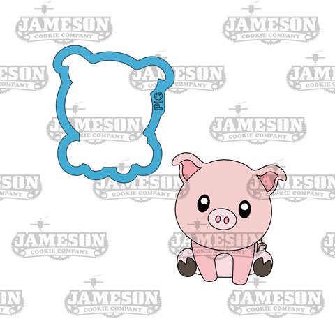Sitting Pig Cookie Cutter - Farm Animal Baby Cookie Cutter
