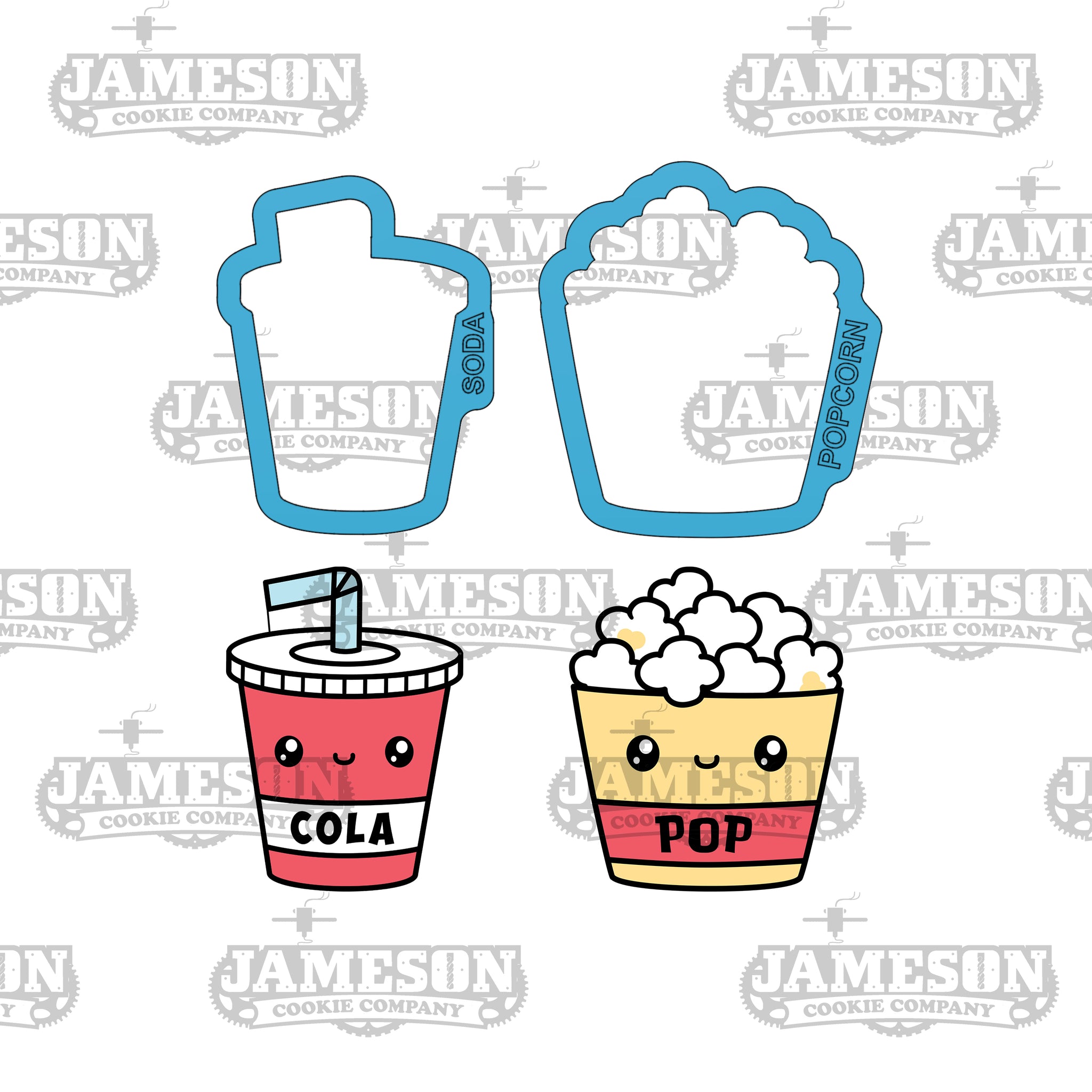 Soda and Popcorn Cookie Cutter Set - Perfect Pair Version, Go Together Like, Food Cookie Cutters