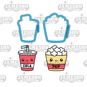 Soda and Popcorn Cookie Cutter Set - Perfect Pair Version, Go Together Like, Food Cookie Cutters