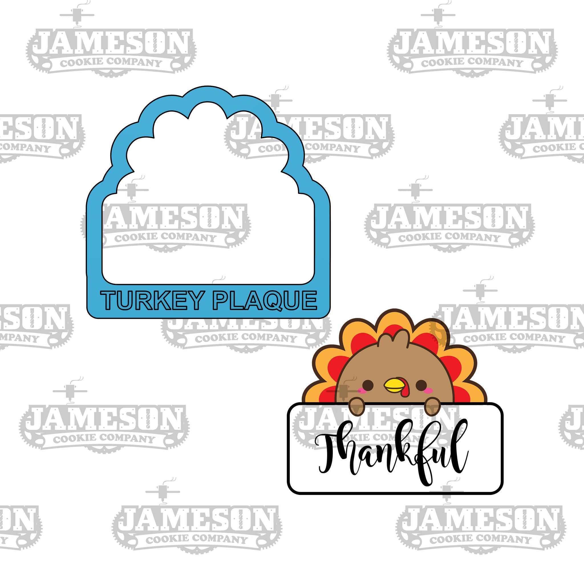 Turkey Plaque Cookie Cutter - Fall, Thanksgiving Theme Name Plaque