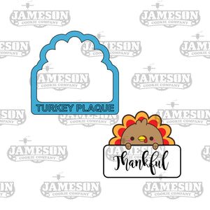 Turkey Plaque Cookie Cutter - Fall, Thanksgiving Theme Name Plaque