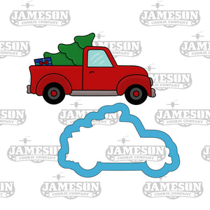 Christmas Truck Hauling Tree Cookie Cutter - Truck with Tree and Present