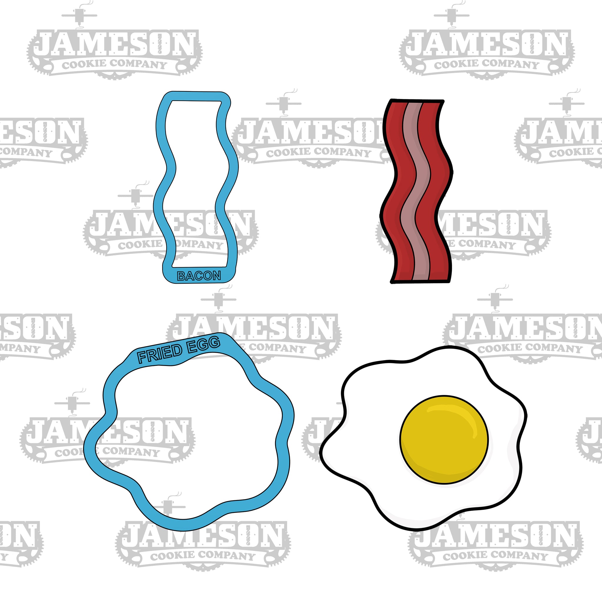 Bacon and Fried Egg Cookie Cutter Set - Breakfast Food