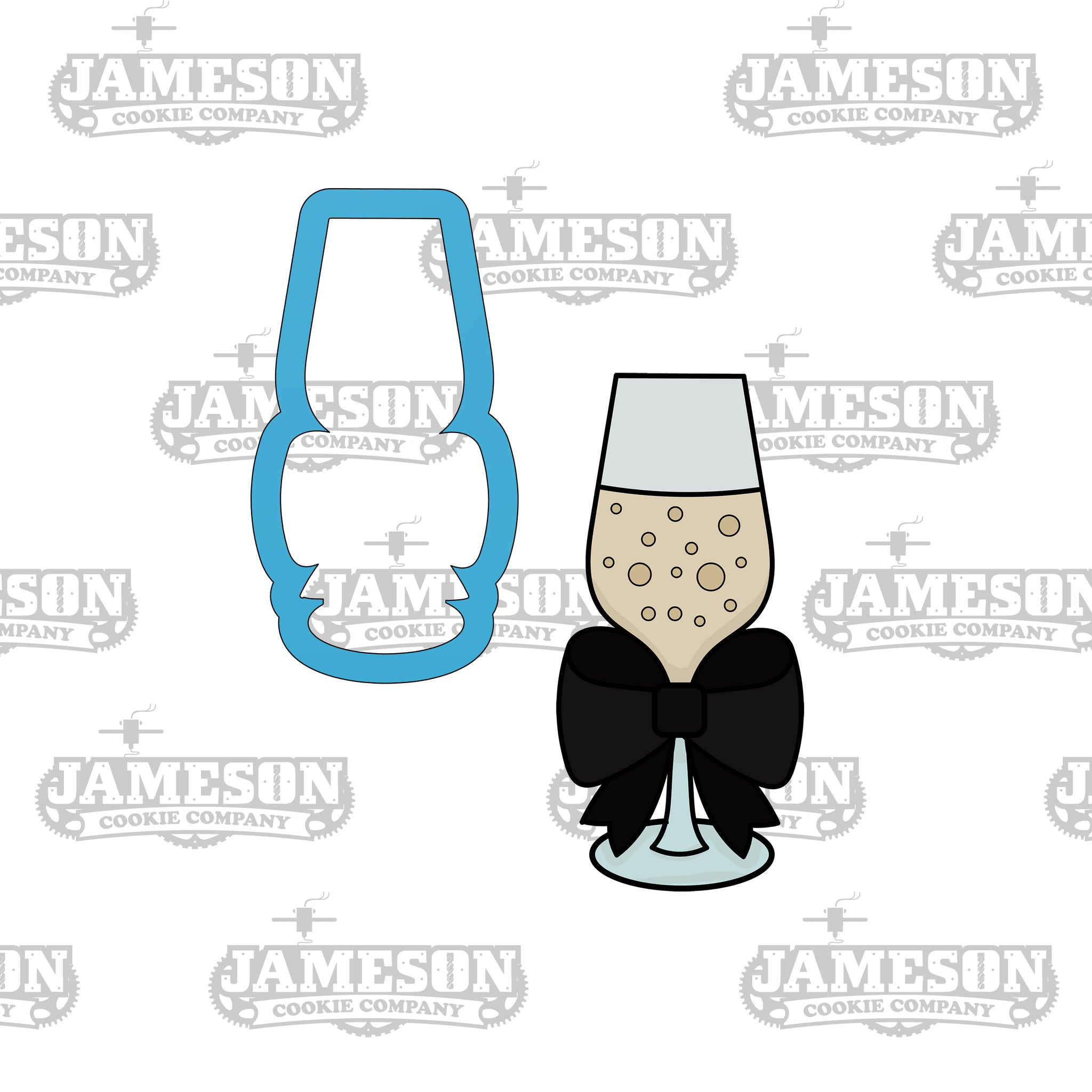 Champagne Glass Bow Cookie Cutter - Wedding, Graduation or New Years Toast Clink
