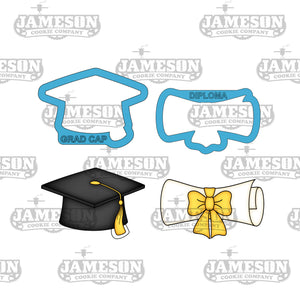 Graduation Cap and Diploma #2 Cookie Cutter Set - Grad, Congratulations, Senior, Graduate