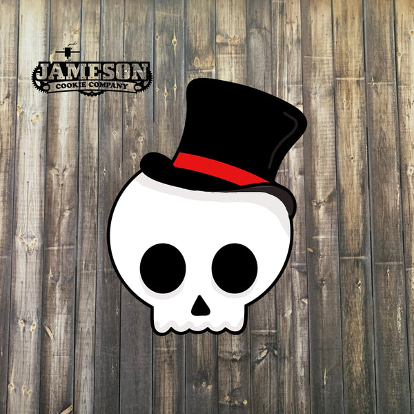 Cute Skull Boy Cookie Cutter - Top Hat Skull - Halloween