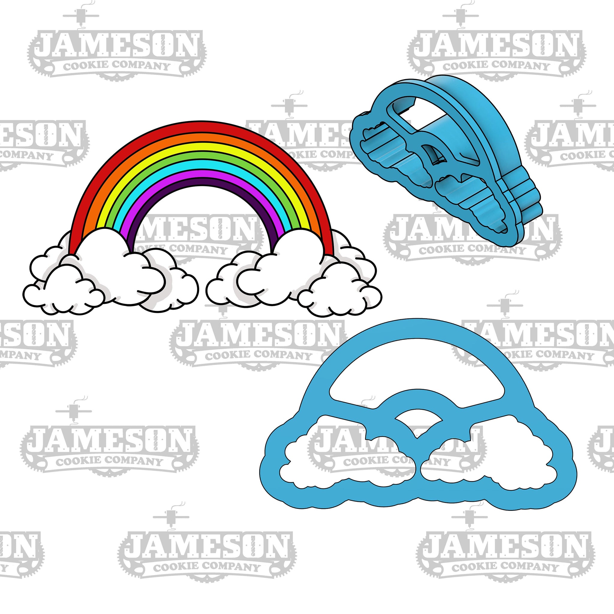 Rainbow Cookie Cutter - Rainbow With Clouds Cookie Cutter