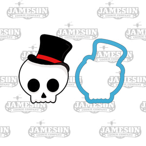 Cute Skull Boy Cookie Cutter - Top Hat Skull - Halloween
