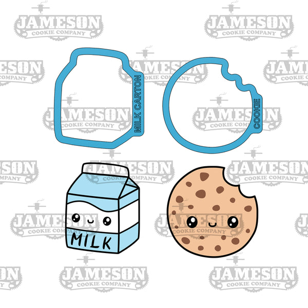 Milk and Cookie 2-piece Cookie Cutter Set - Perfect Pair Version, Go Together Like, Food Cookie Cutters